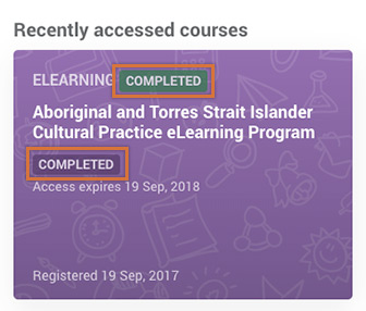 Screencapture of Completed course
