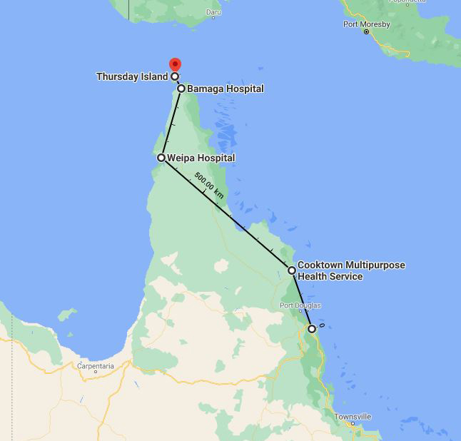 Map showing distance CSDS equipment travels in Torres and Cape HHS